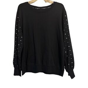 Karl lagerfeld Black Long Sleeve crewneck sweater with silver studded Sleevesxl